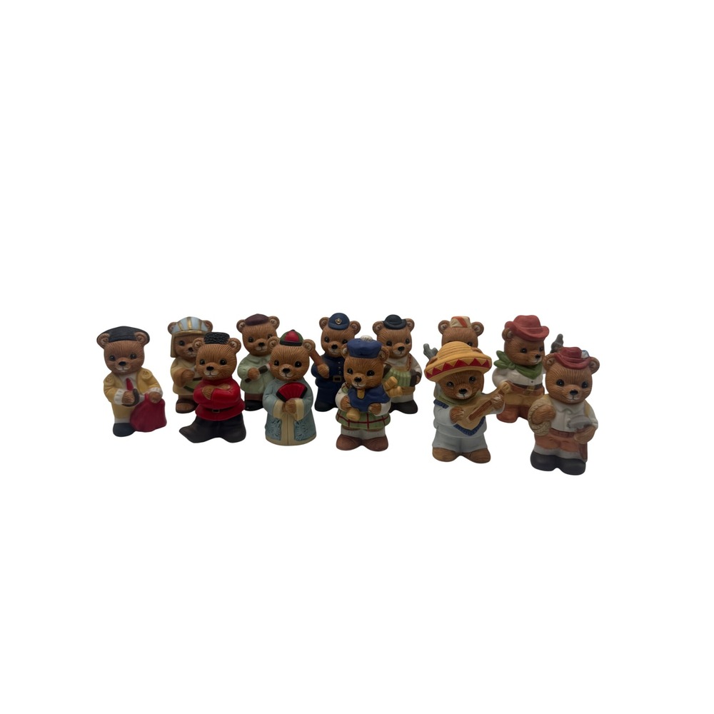 Vintage Miniature Teddy Bears Around the World Figurine Set 12 Piece Collection
